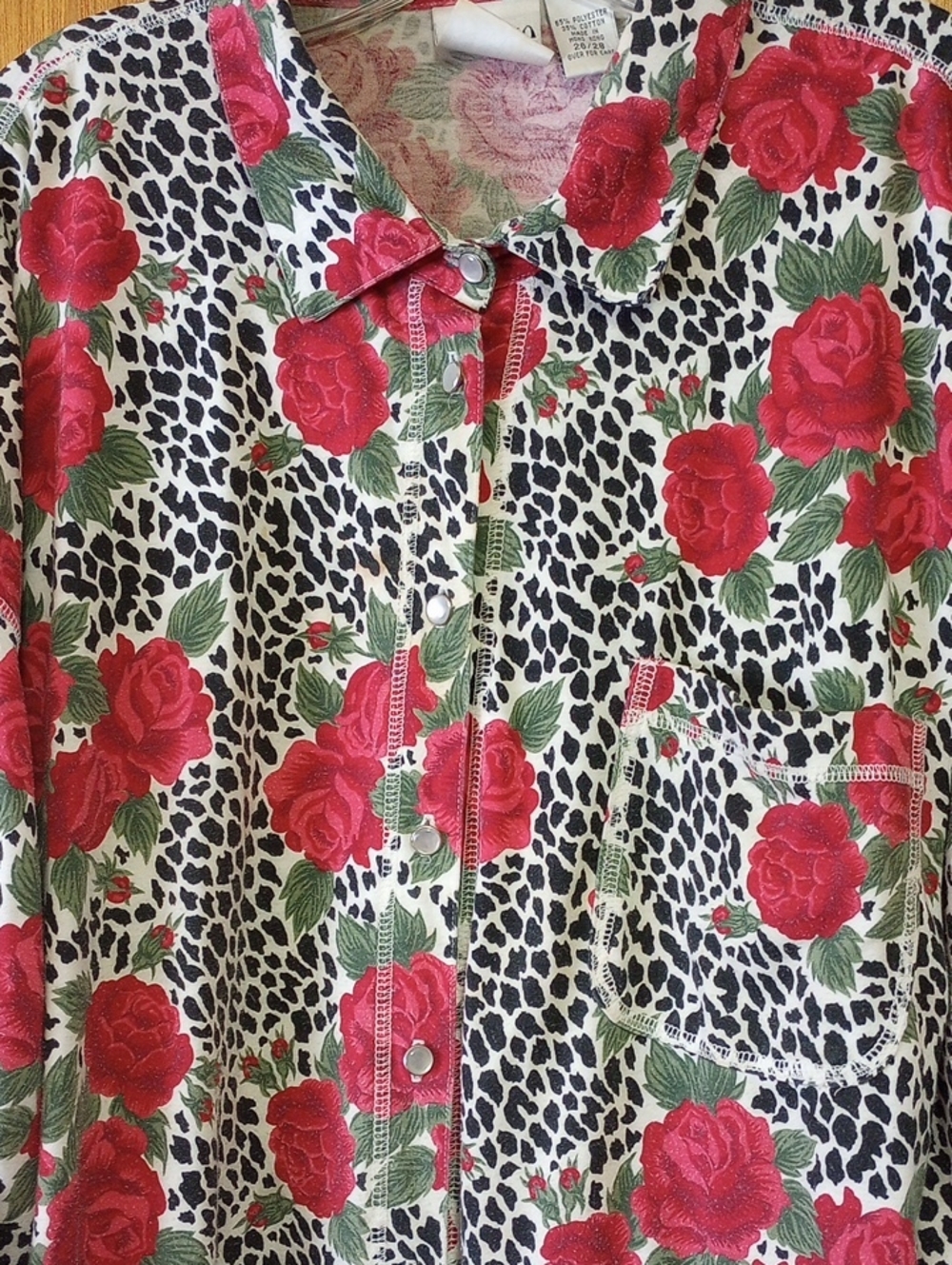 Jacque & KoKo Vintage Floral Cotton & Polyester Top, Plus Size 26/28, As-Is
